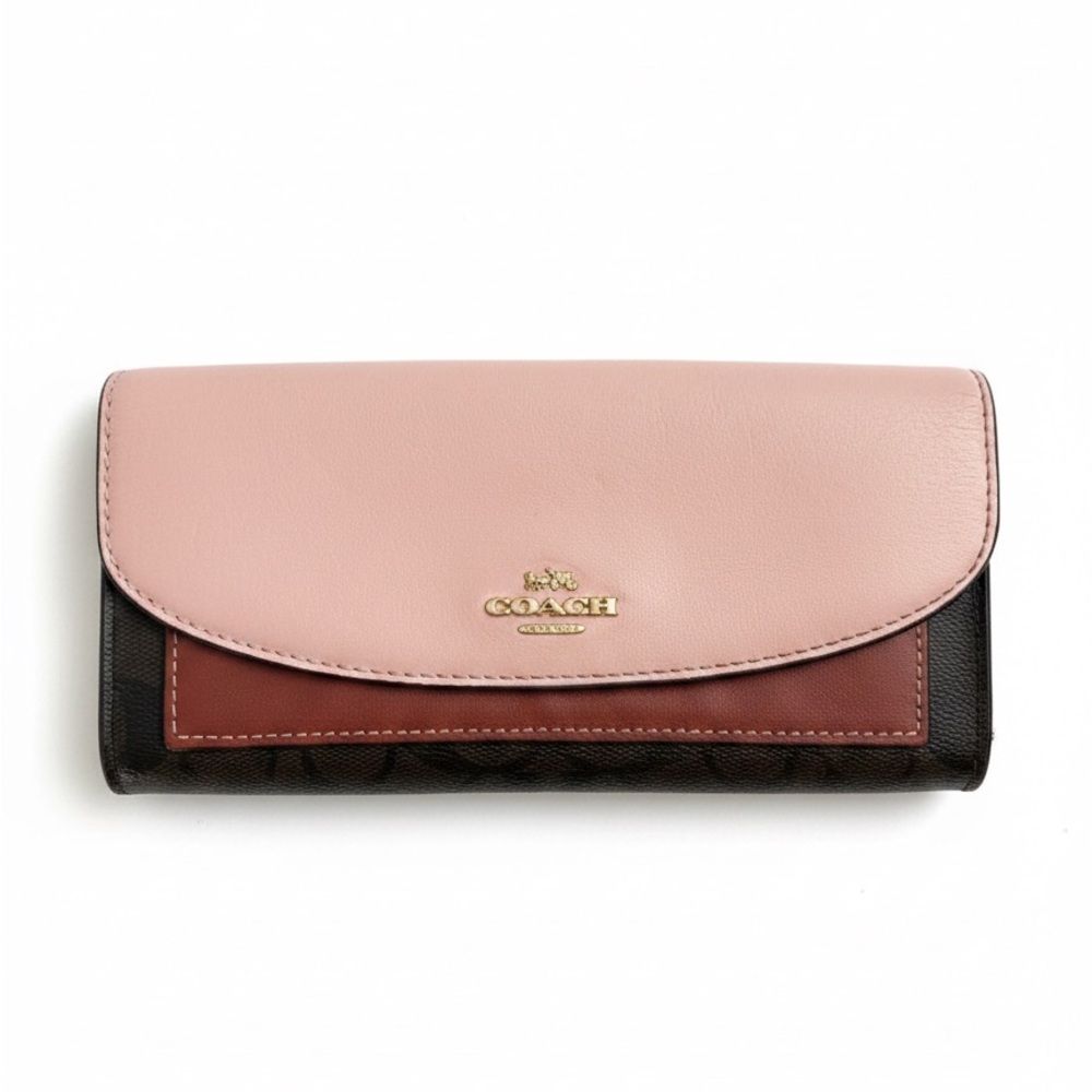 Coach Strawberry Colorblock Signature Leather Long Wallet